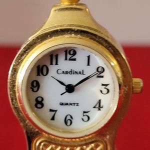 ANTIQUE CARDINAL, MINIATURE BRASS CLOCK!!!